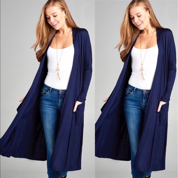 navy duster cardigan